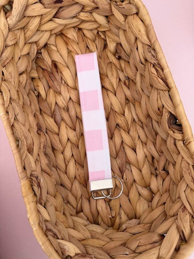 Pink Gingham wristlet