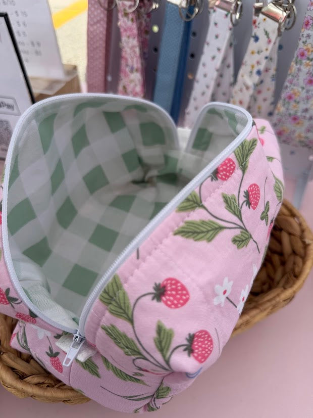 Strawberry Garden Makeup Bags
